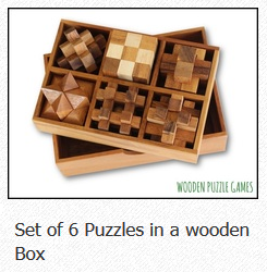Set with 6 Puzzles in a wooden box
